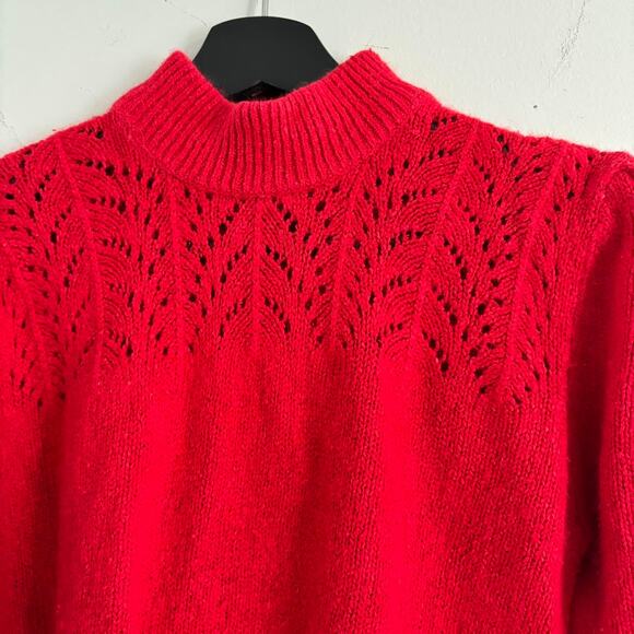 90s Vintage Sarah Taylor Silk Wool Blend Peplum Sweater Womens Red Size 8 - Picture 3 of 6